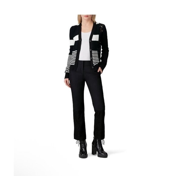 No. 21 Sweaters - No. 21 Womens Stripe Lace Cardigan, M